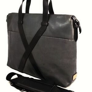 Tumi Santa Monica Black and Gray Leather Briefcase